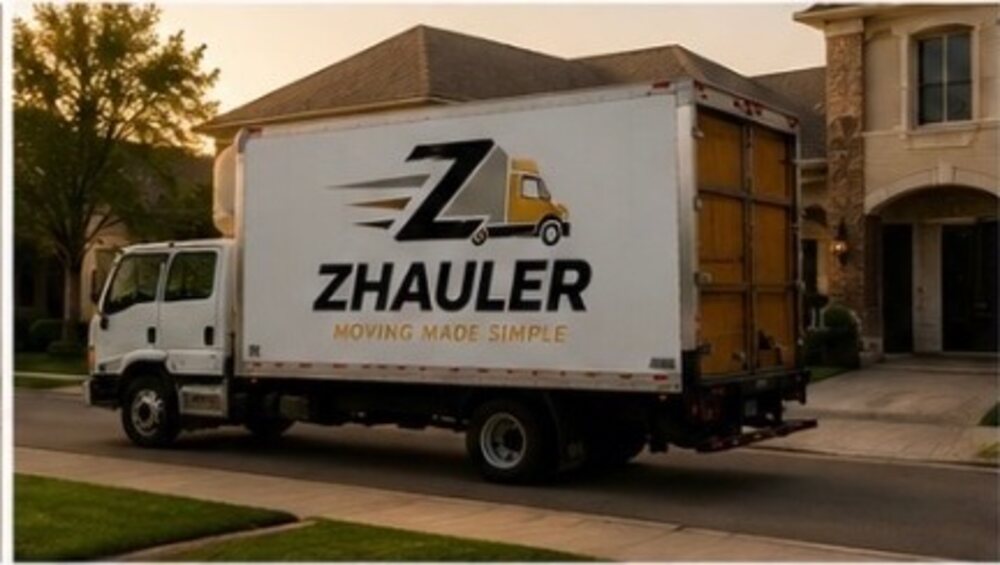 A ZHauler box truck loaded and ready outside a customer's home
